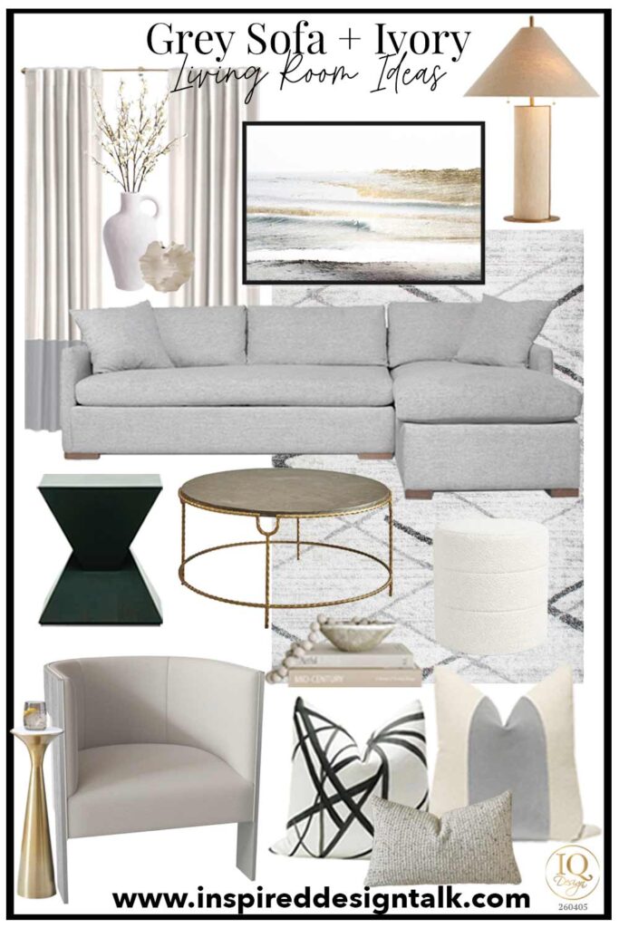 grey sofa living room with ivory
