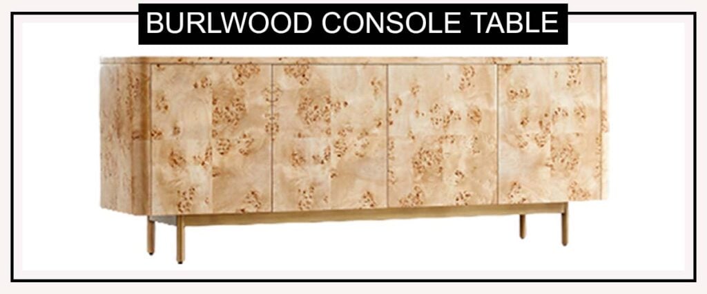 burl wood media cabinet