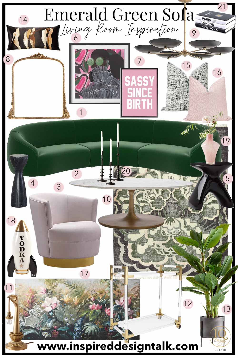 Emerald Green Sofa in Living Room Design (Shop The Look)