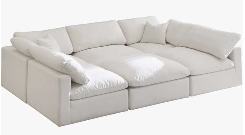 cream velvet modular sectional