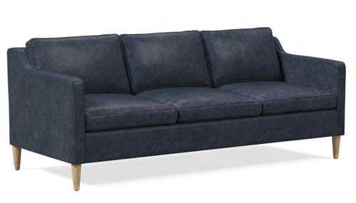 blue leather sofa