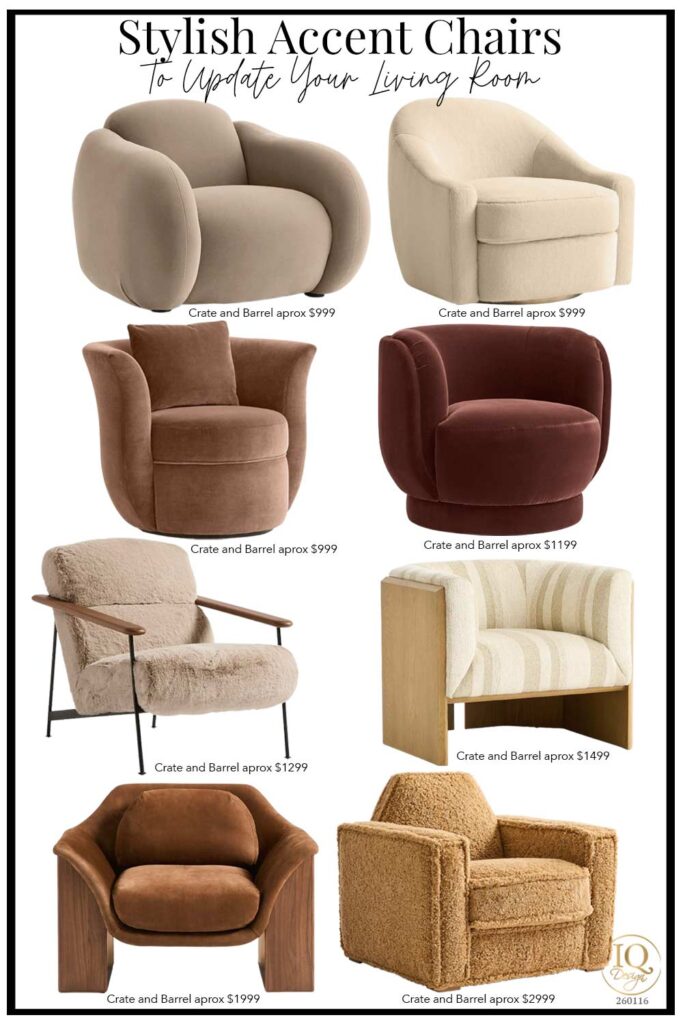 crate and barrel accent chairs collage