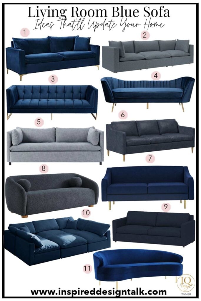 blue sofa living room collage