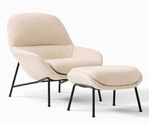 Mid-Century Chair and Ottoman Set