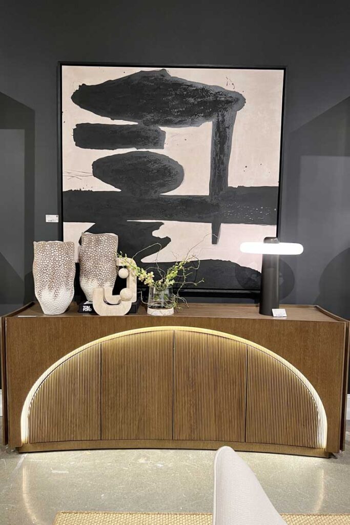 reeded cabinet with arched back light