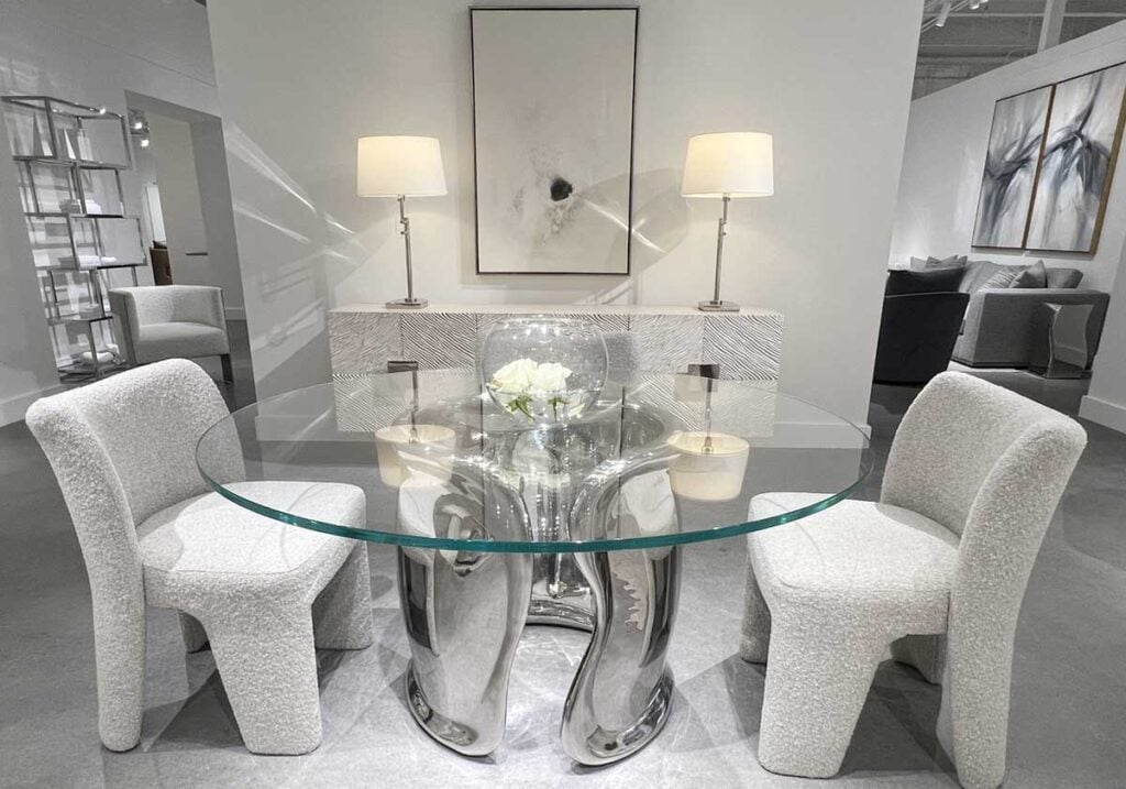 metal sculptural dining table