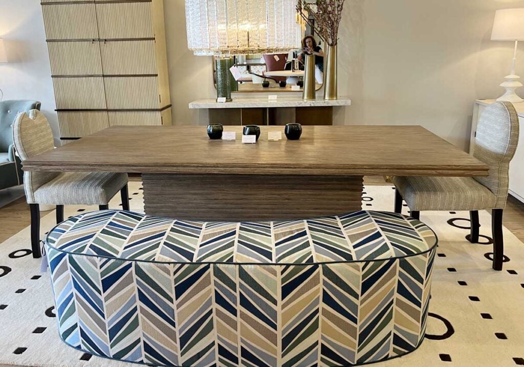 wood dining table upholstered bench.