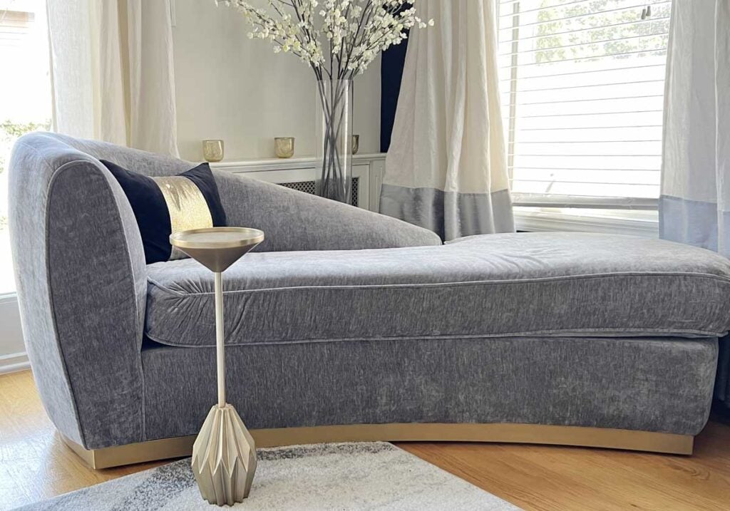 gold table lamp with chaise