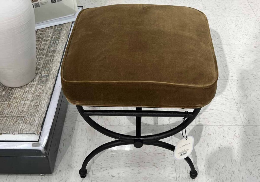 target velvet ottoman with metal frame