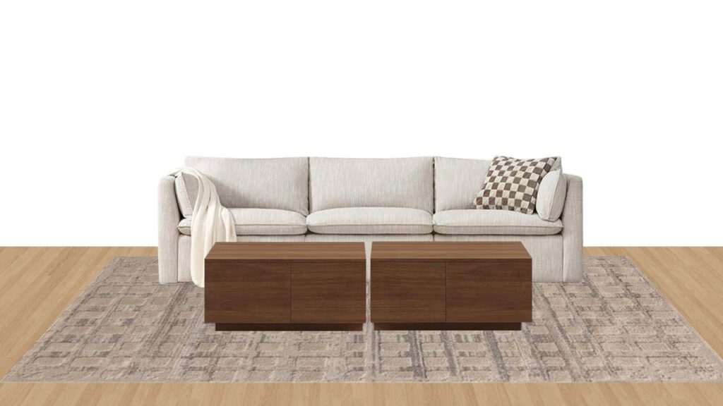 living room neutral area rug