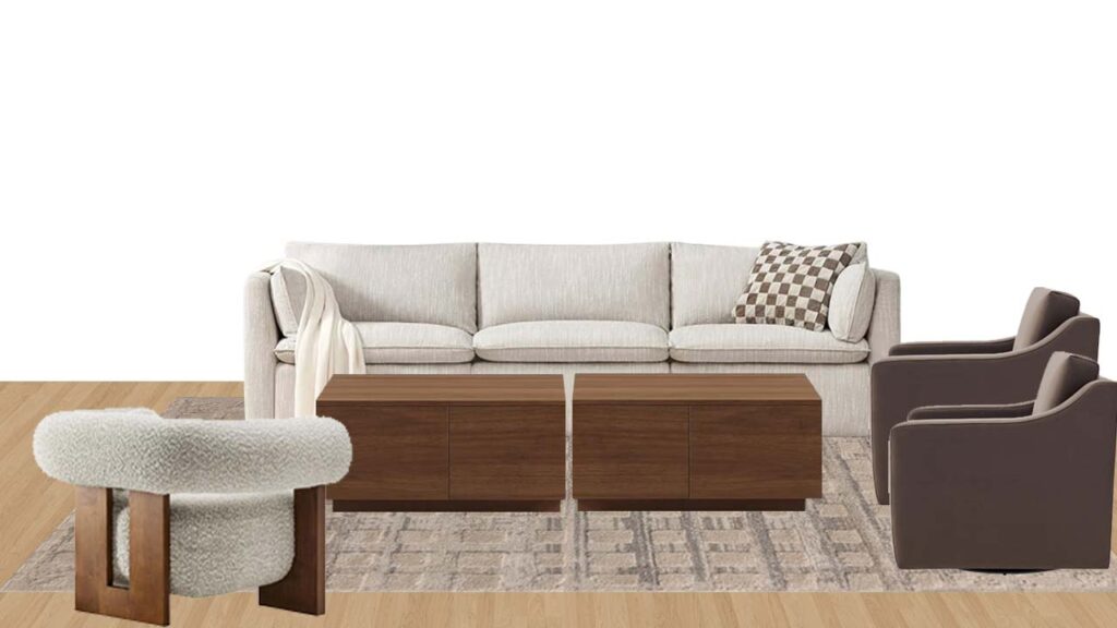 accent chairs in neutral living room