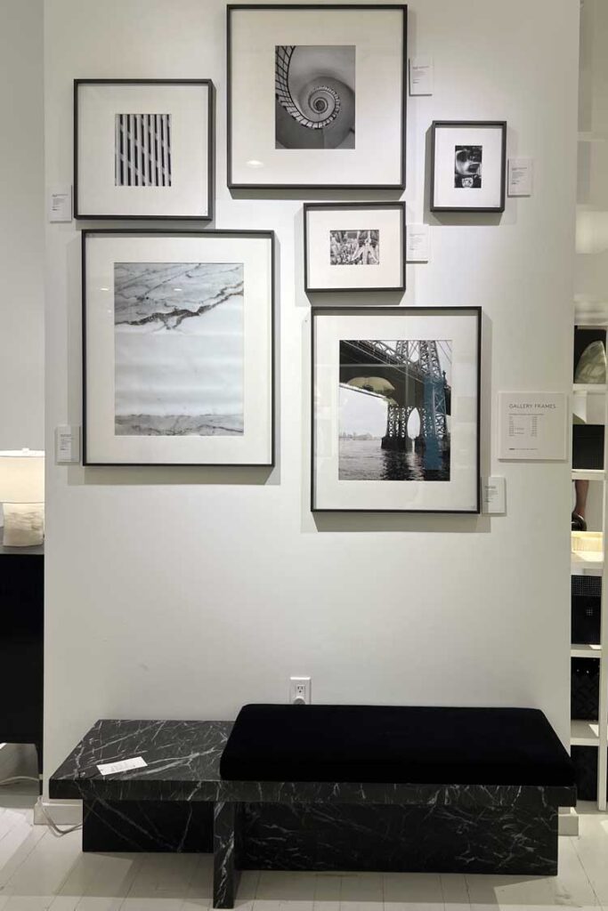 gallery wall marble bench