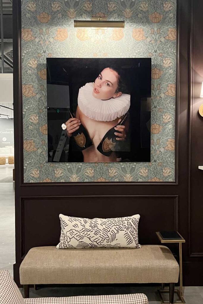 wallpaper panel with molding and artwork