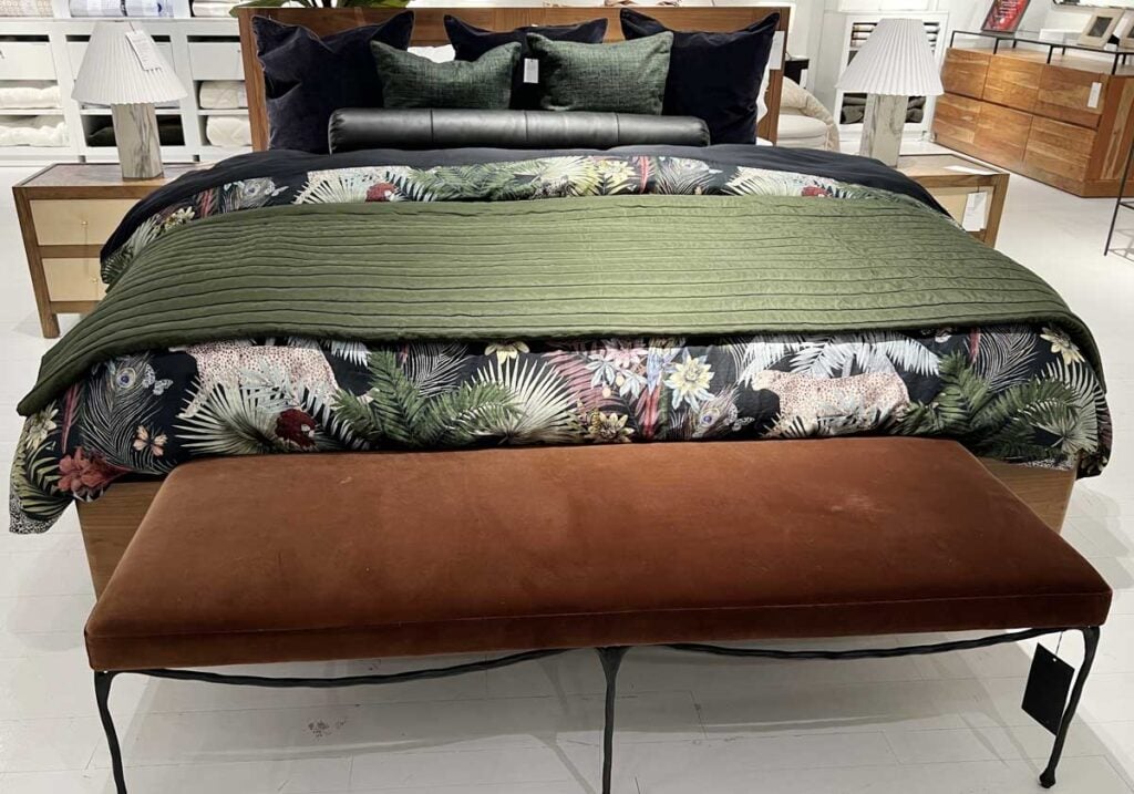 Biophilic bedding with pleated lamp shades home decor trends 2025
