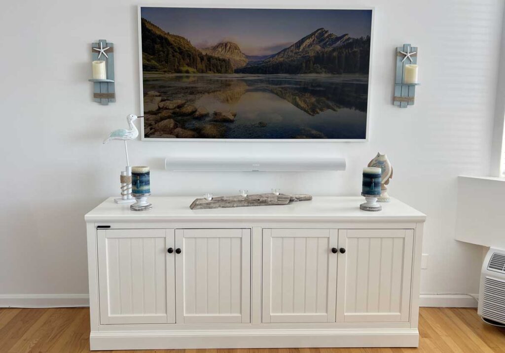 frame tv with media cabinet