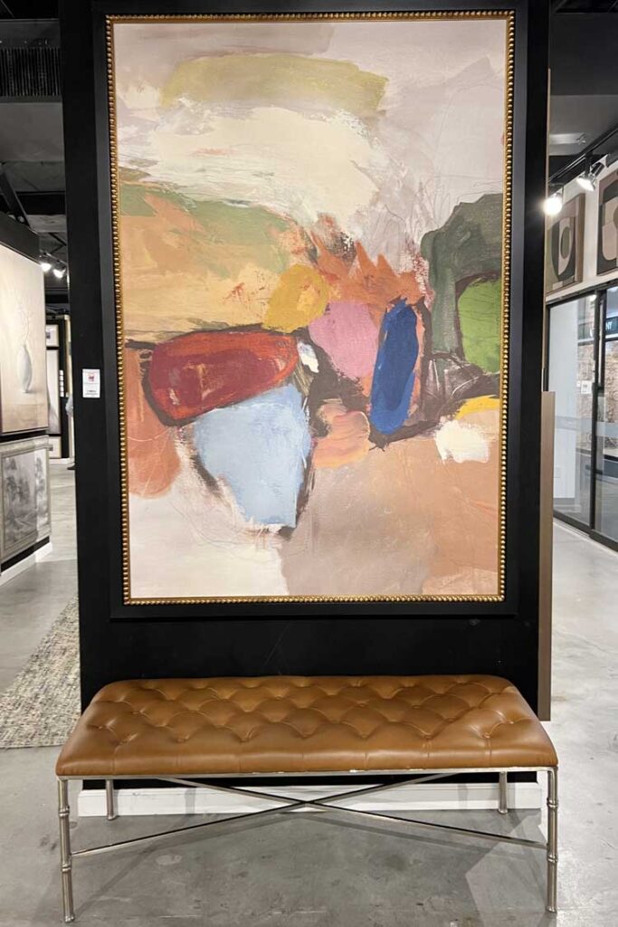 oversized art with leather bench large wall decor ideas for living room