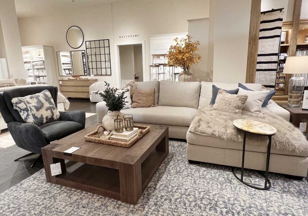 blue and ivory living room big sur chaise sectional