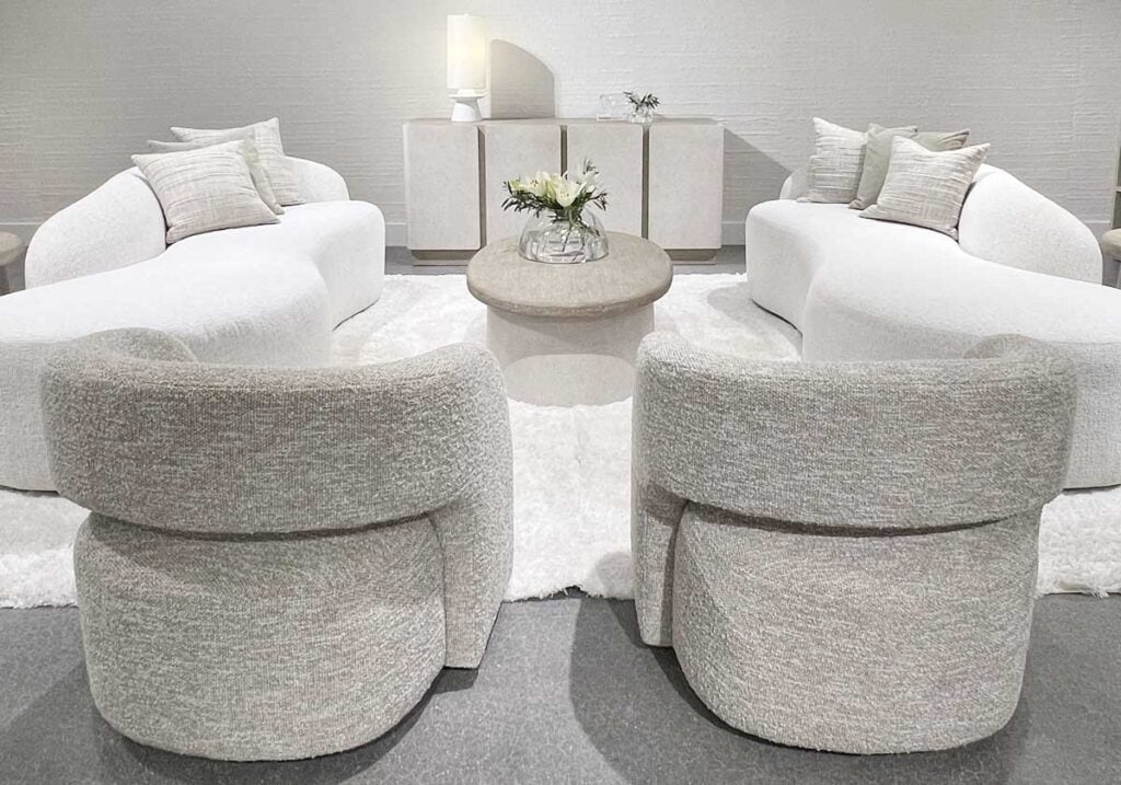 curved neutral sofa living room