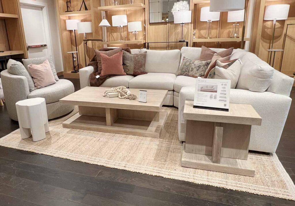 neutral living room ivory sofa terracotta pillows