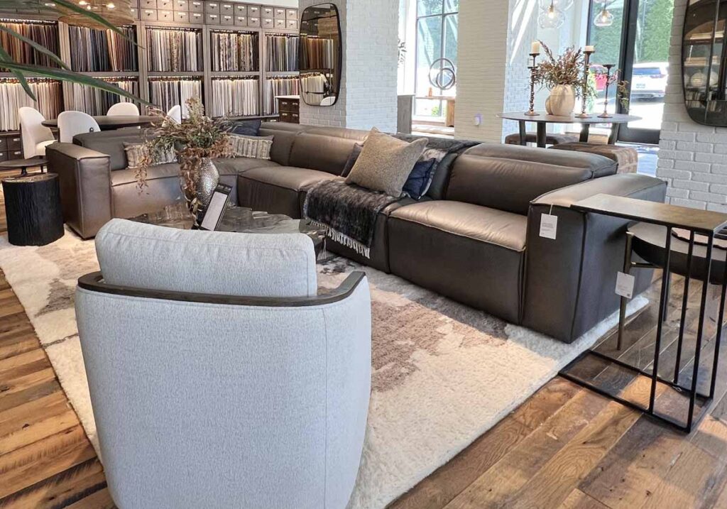 taupe leather modular sectional