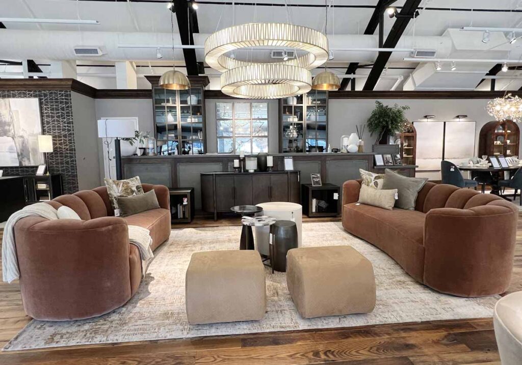 terracotta curved sofas