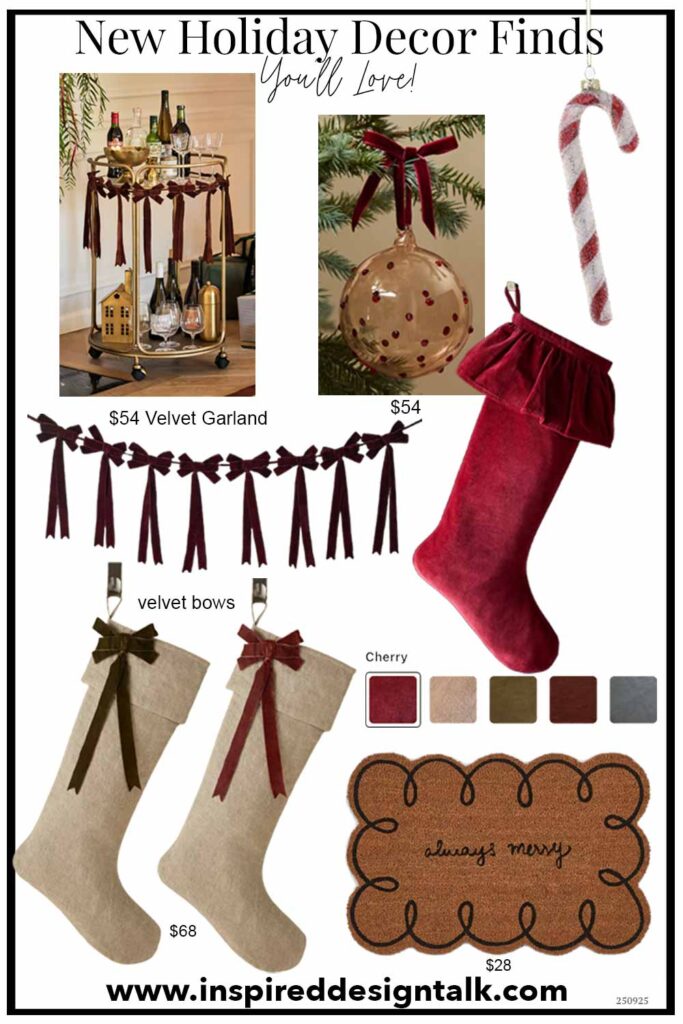 holiday decor to update your fireplace mantel, entryway, christmas tree ornament