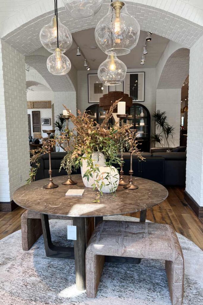 entryway table with white vase