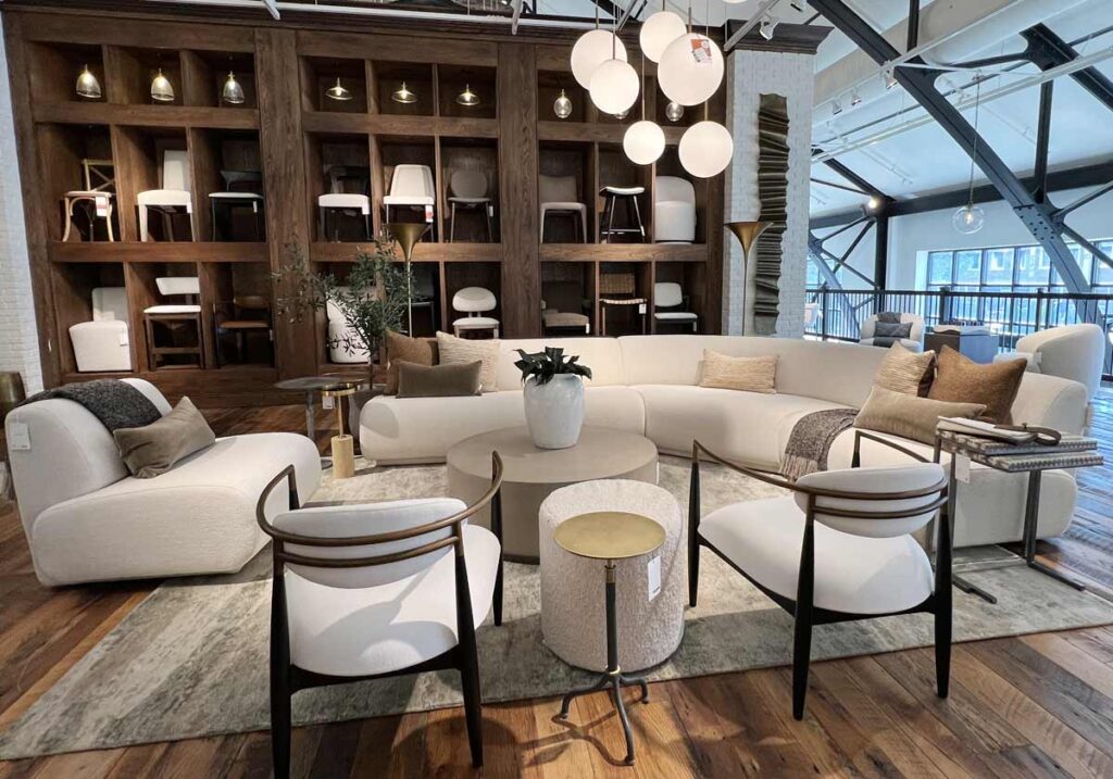 ivory curved sectional