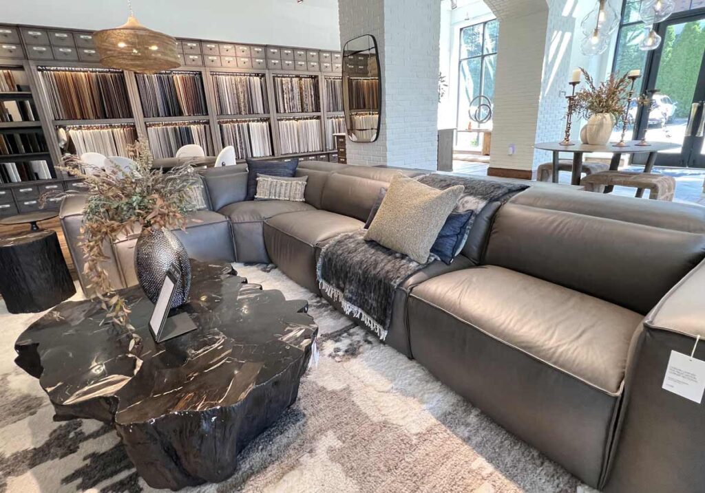 mushroom leather sofa