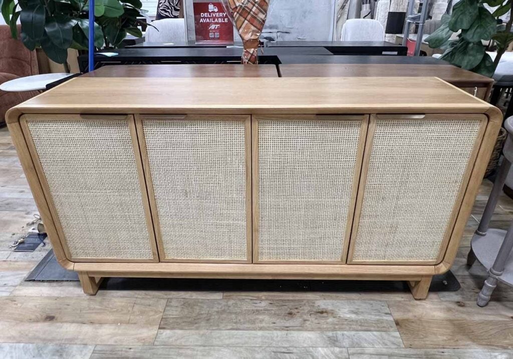 cane front console table