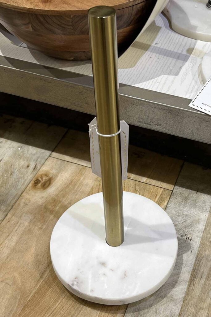 marble and gold paper towel holder