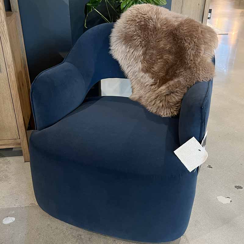 navy chair brown faux fur throw