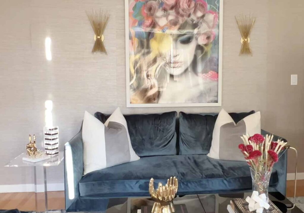 panel pillows navy couch