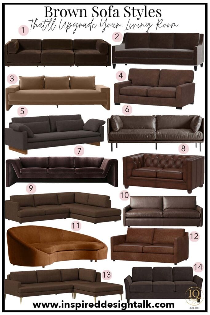 brown sofa living room collage