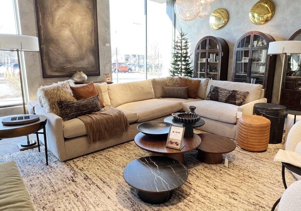 arhaus living room beige sectional