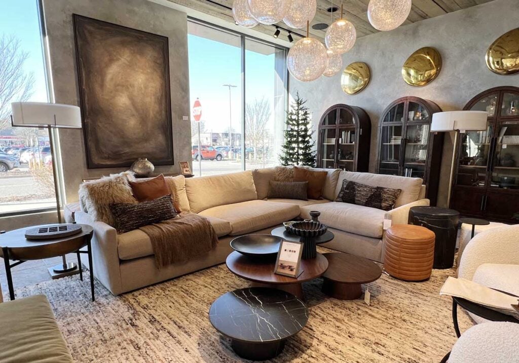 arhaus living room layered texture