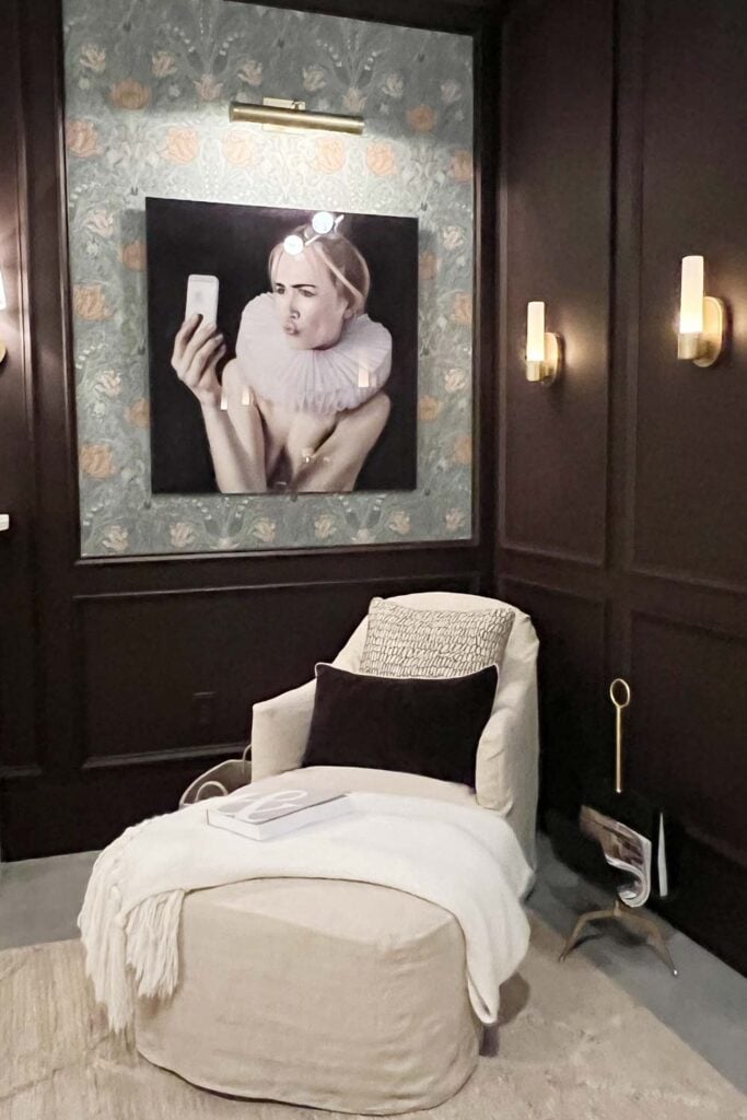 chaise lounge in corner
