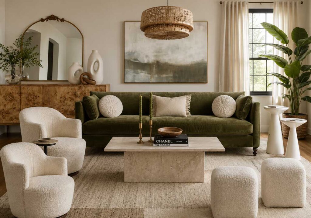 green sofa