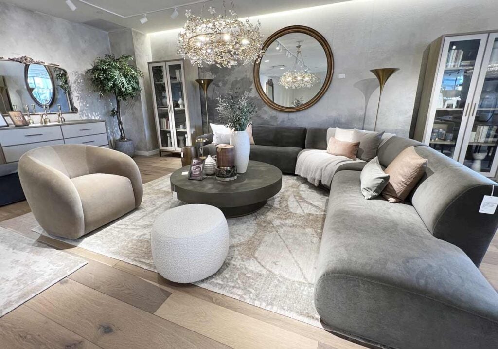 grey curved sectional sofa