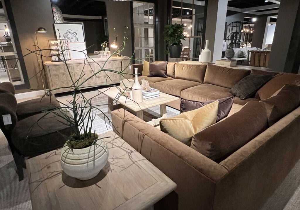 tan velvet sectional