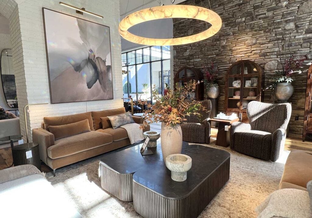 arhaus brown living room