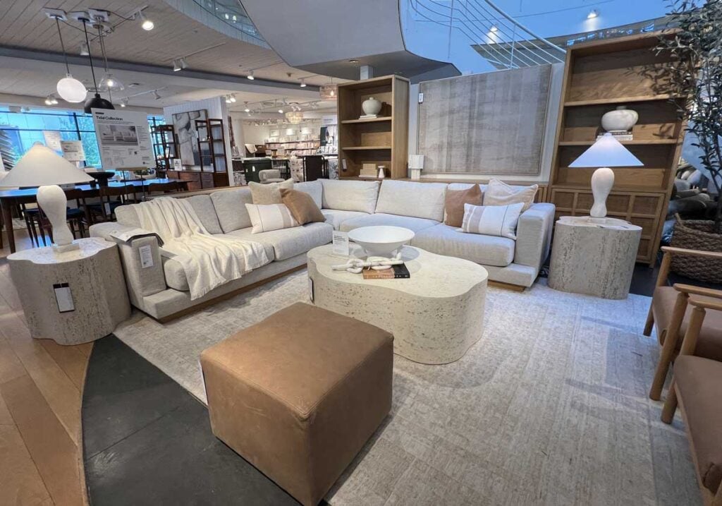 crate and barrel neutral living room