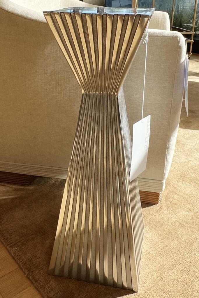 silver mirror table arhaus vs crate and barrel