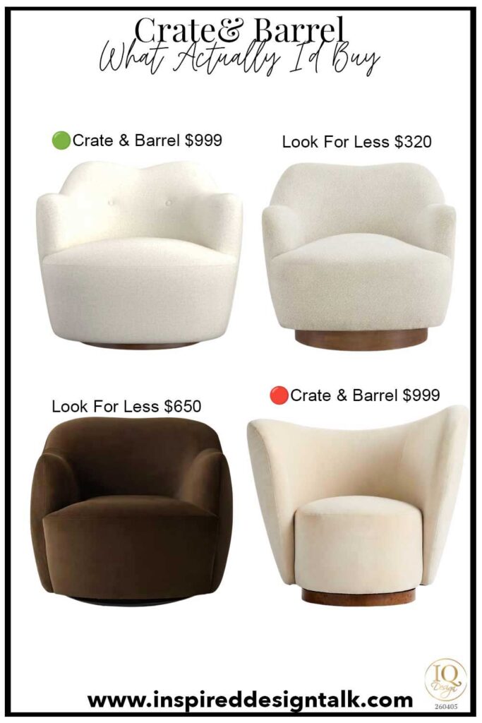 arhaus crate and barrel accent chairs