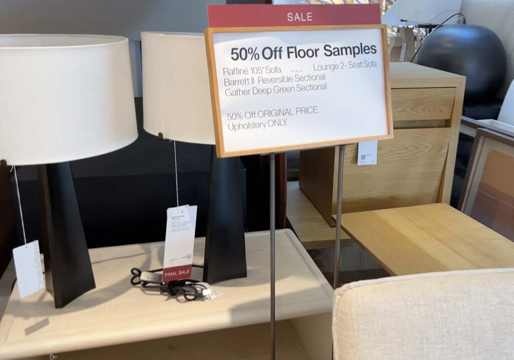 crate and barrel clearance