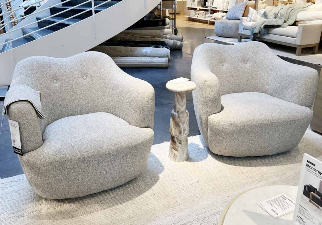crate and barrel curved back accent chair