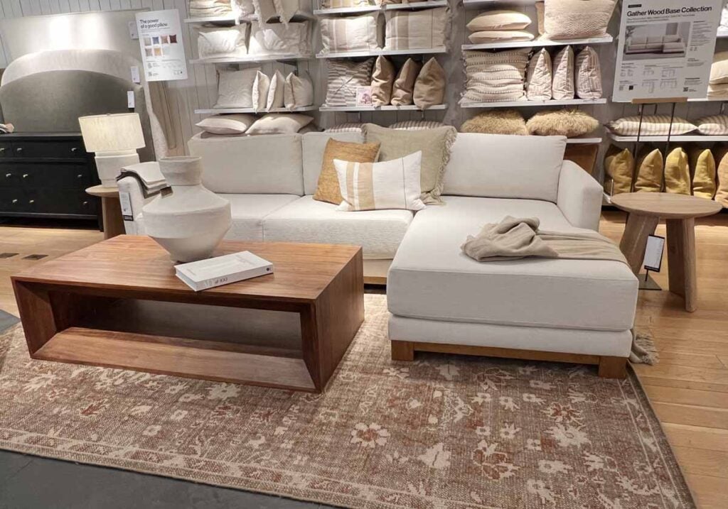 crate wood base sofa
